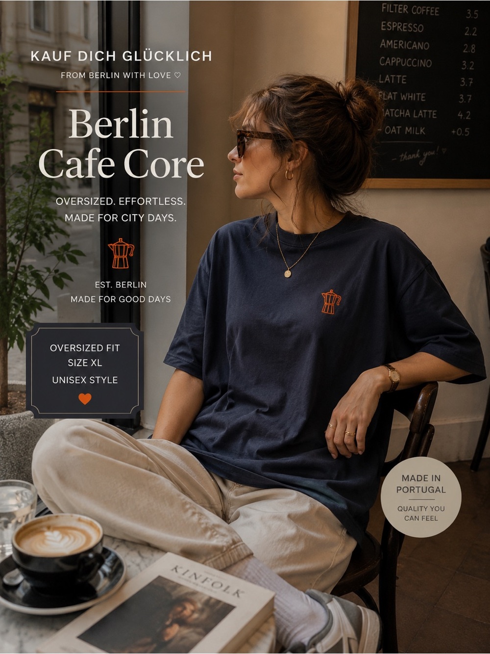 KAUF DICH GLÜCKLICH Berlin Café Core Embroidered Tee XL
